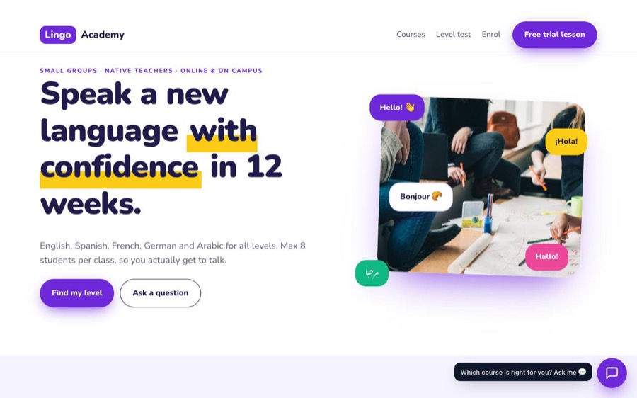 Language school sample site